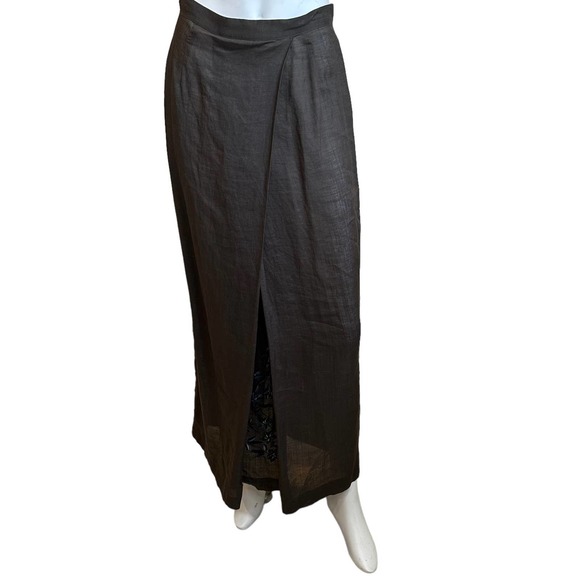 Armand Ventilo Skirt Brown Blue Floral Embroidered Maxi Modest Skirt sz 40=S - Picture 1 of 10